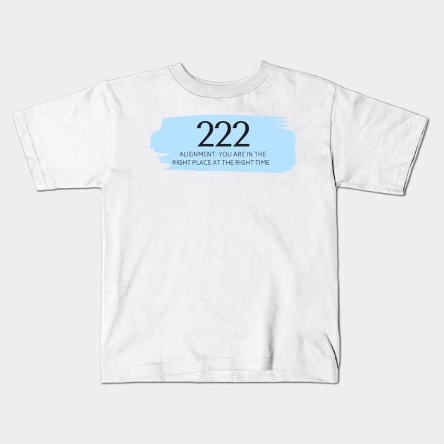 222 Angel Number blue Kids T-Shirt by anrockhi